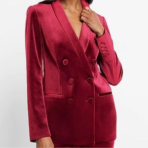 Express | Velvet Ruby Double-Breasted Blazer | Size M